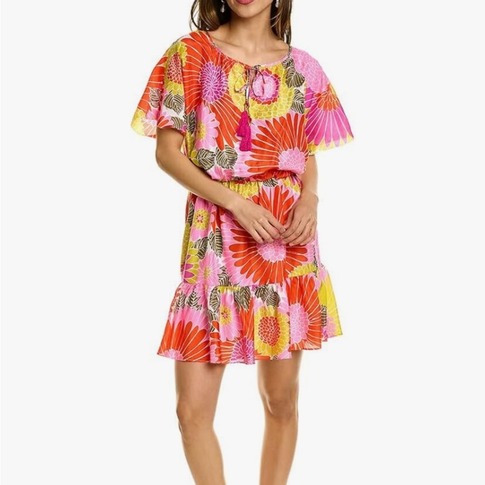 Trina Turk Silk Mahalo dress Tiered Hem Floral